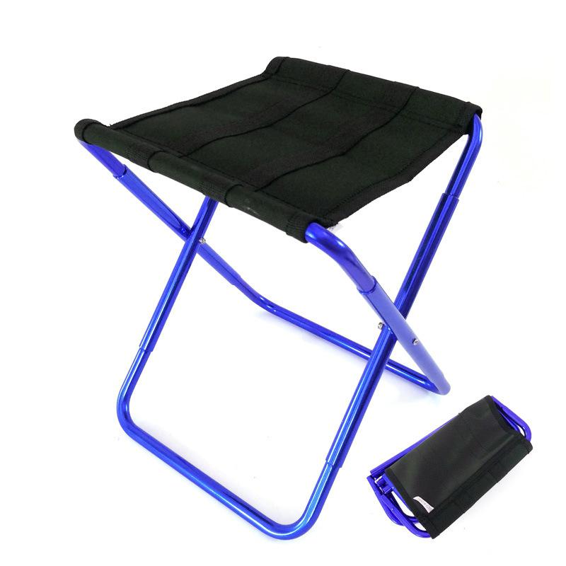 Bærbar sammenklappelig campingstol sammenklappelig skammel aluminiums sæde udendørs sportsfiskeri vandreture camping rejser have grill tilbehør: Blå