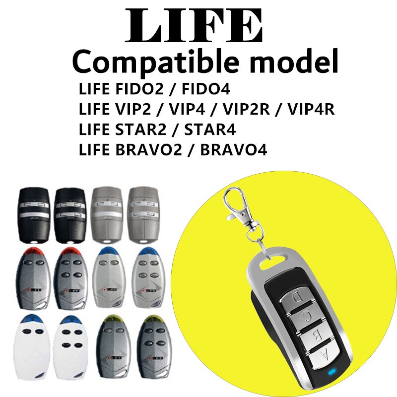 LIFE FIDO 2 FIDO 4VIP 2 VIP 4 BRAVO2 BRAVO4garage gate Remote Control Replacement 433mhz remote transmitter