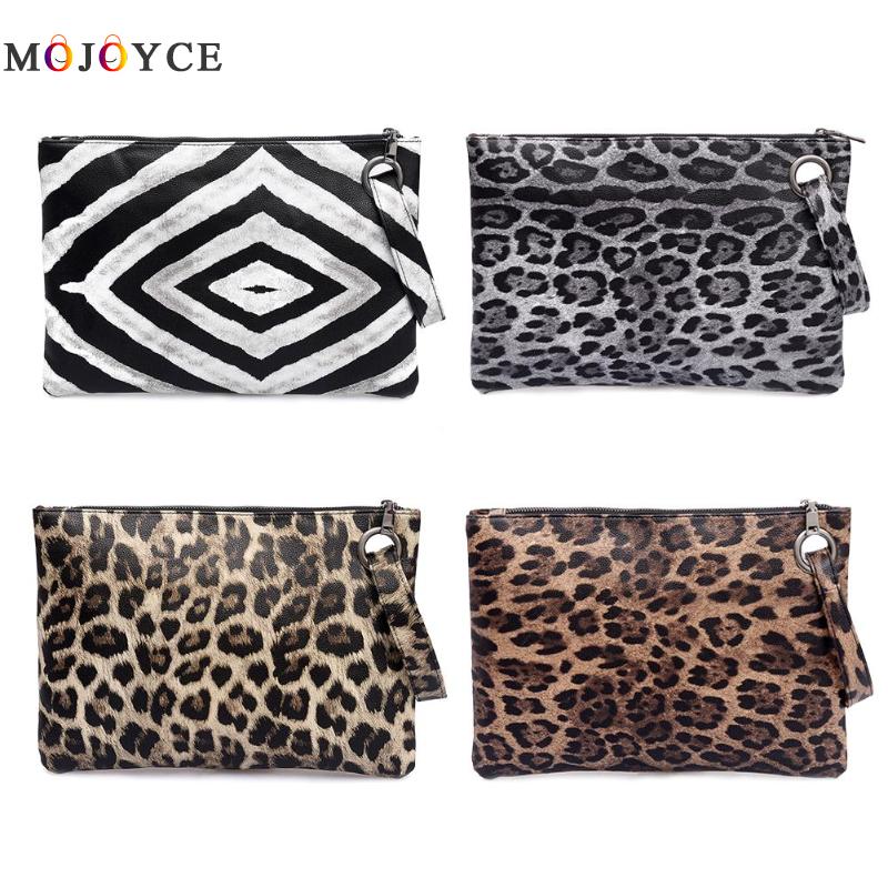 Léopard imprimé Portable voyage pochette sac à main femmes fermeture éclair bracelets sacs en cuir PU sac à main