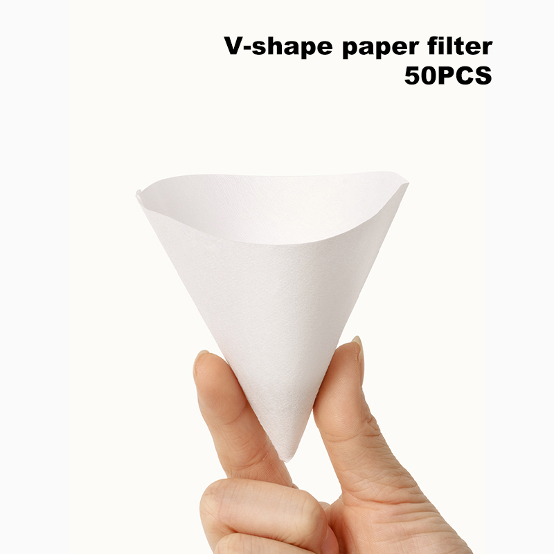 Papel de filtro de café TIMEMORE, 50 Uds., filtros de papel para verter sobre café, papel de filtro en forma de V para el hogar, funciona con gotero de café de cono