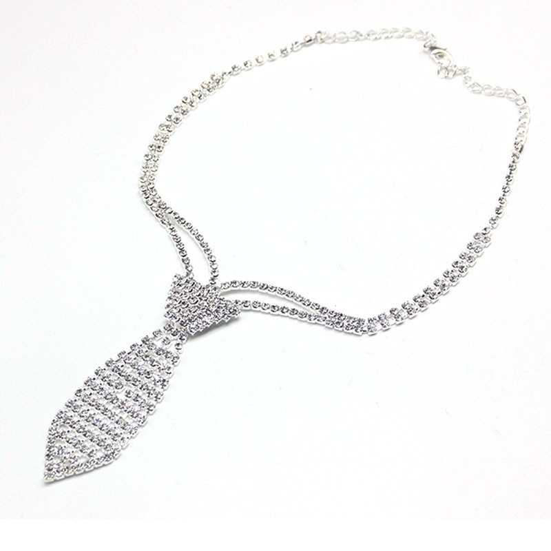 StoneFans-collier à la , bijoux en strass pour mariée, accessoires de cravate, collier de mariage, déclaration: Plaqué Argent