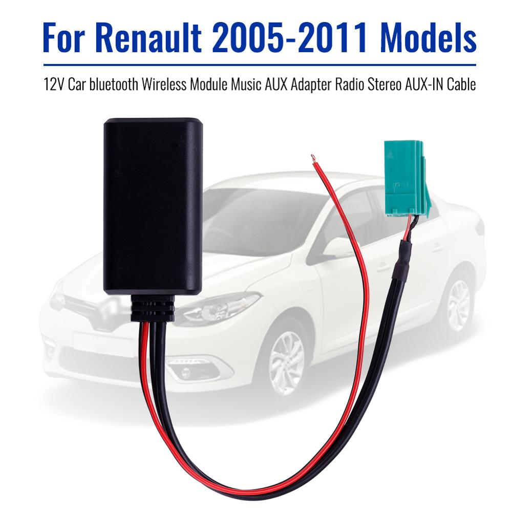 12v+ Car bluetooth Module AUX Adapter Wireless Radio Stereo AUX-IN Cable For Renault 2005 Models