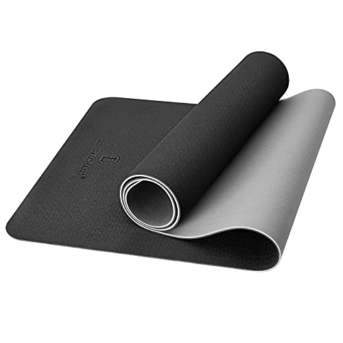 BAIYING Esterilla Yoga, TPE Antideslizante Colchoneta de Yoga para Entrenamiento en casa y Gimnasio Ejercicio, Esterilla Fitness para Yoga, Pilates, Deporte, 183mm x 61mm x 6mm: Plata