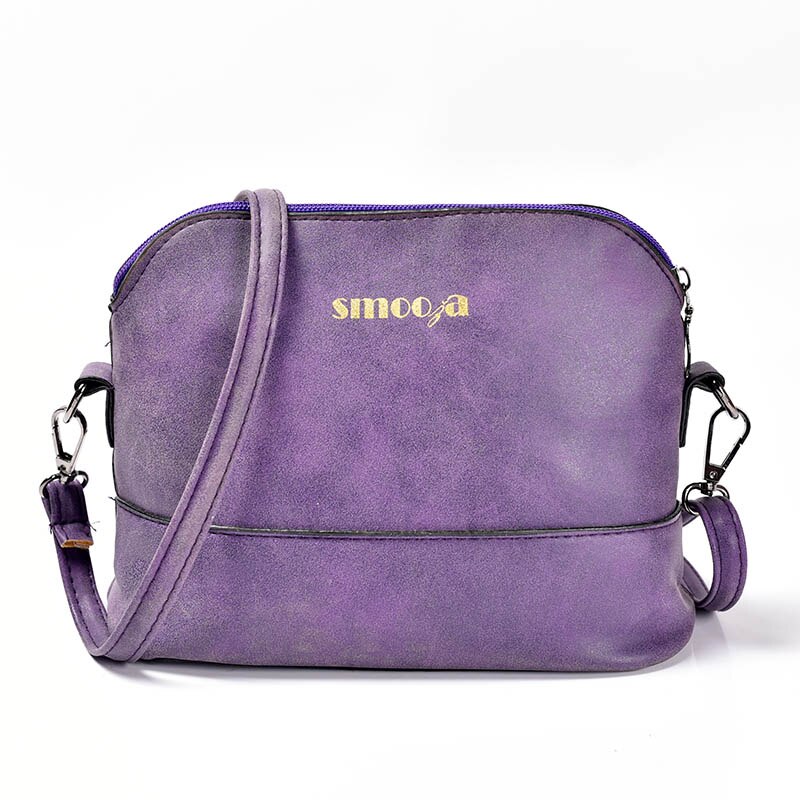 SMOOZA mode vrouwen messenger bag scrub shell tas Nubuck Lederen kleine crossbody tassen over de schouder vrouwen handtas: purple letter