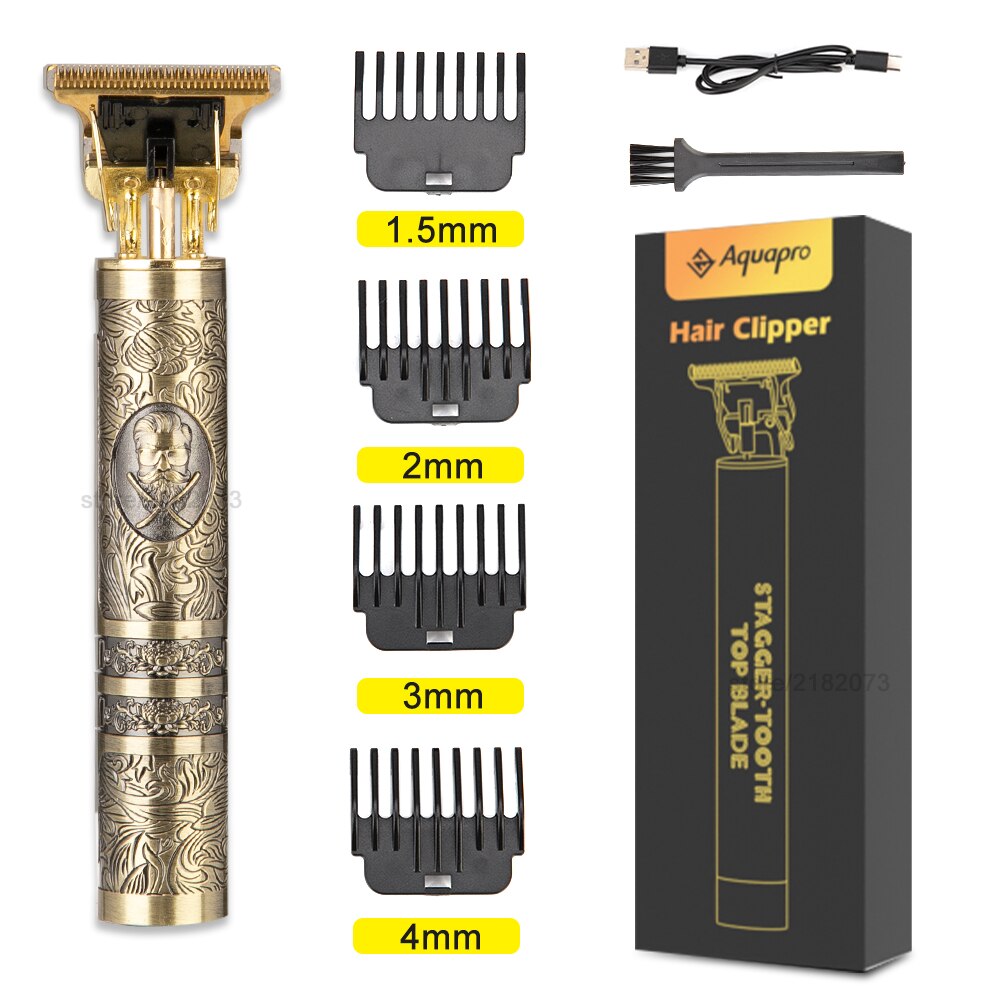 Haar Snijmachine Clipper Professionele Barbershop Oplaadbare Tondeuse Voor Mannen Elektrische Baard Scheerapparaat 0Mm Vintage T9: C  BOX