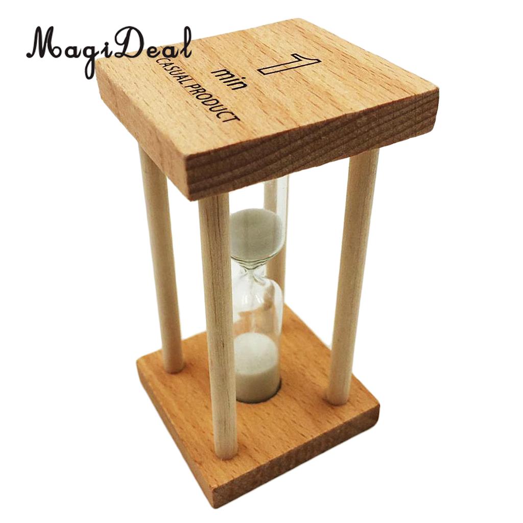 MagiDeal 1 Minutes Wooden Frame Hourglass for Kids Brushing Timer Kitchen Cooking Timer - White