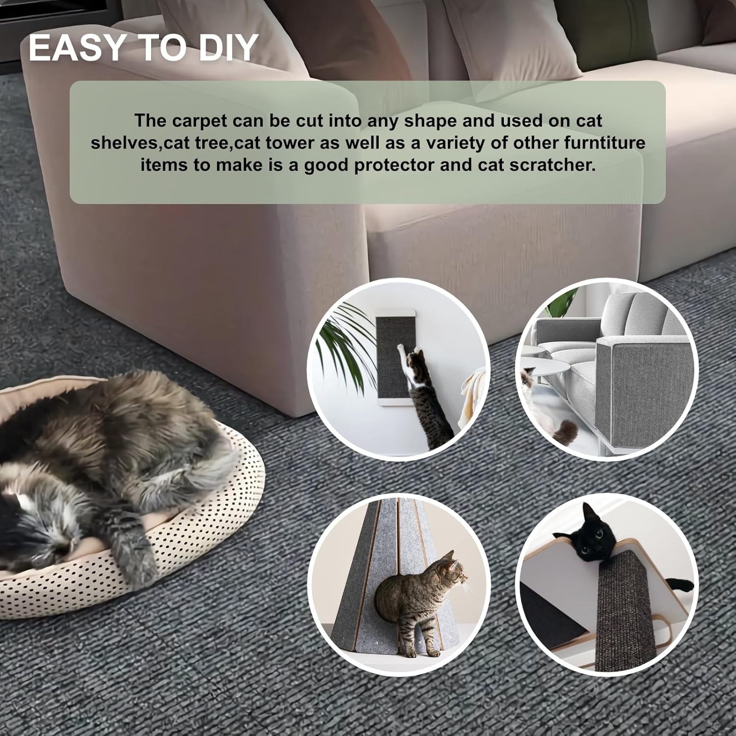 Anti Kat Kras Bank DIY Katten Krasplank Sofa Bescherming Poten Verscherpen Trimbaar zelfklevend Tapijt Katten Krasplank