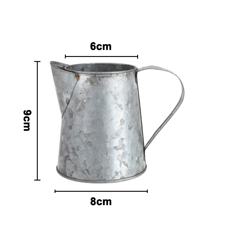 Retro järnhandtag kopp metall vintage smidesjärn mat frukt kaffekopp vattenkokare blomvas hink heminredning fotografi rekvisita: Glansig kopp