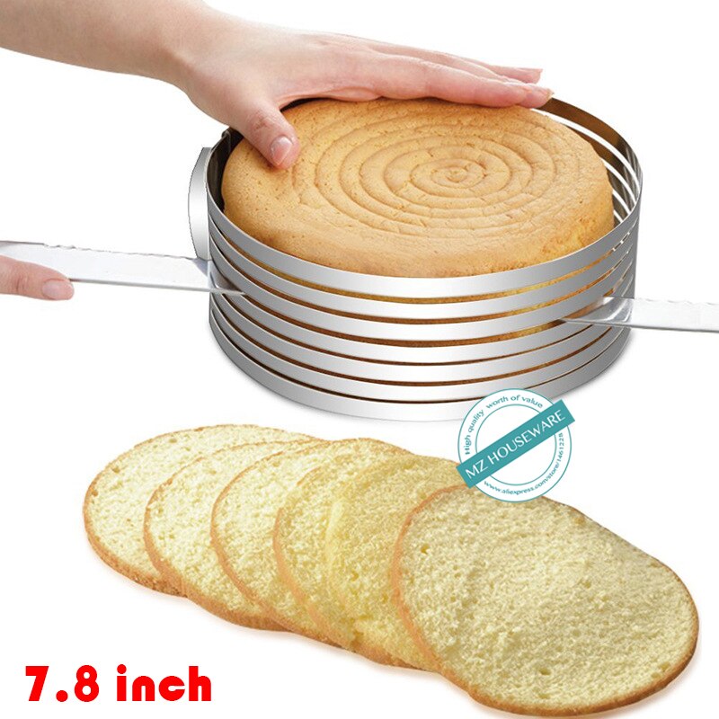7.8 inch ronde cake slice apparaat kan aanpassen gelaagde bakvorm FDA standaard mousse ring