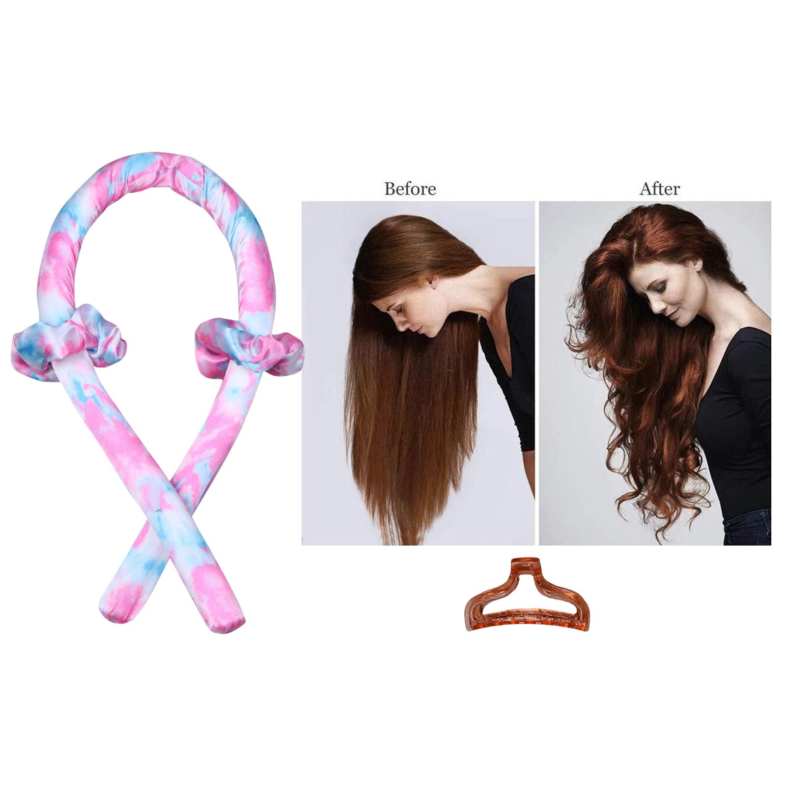 Heatless Curling Rod Headband No Heat Curls Hair Rollers Sleeping Soft Headband Hair Curlers Hair Styling Tools: Pink Tie-Dye