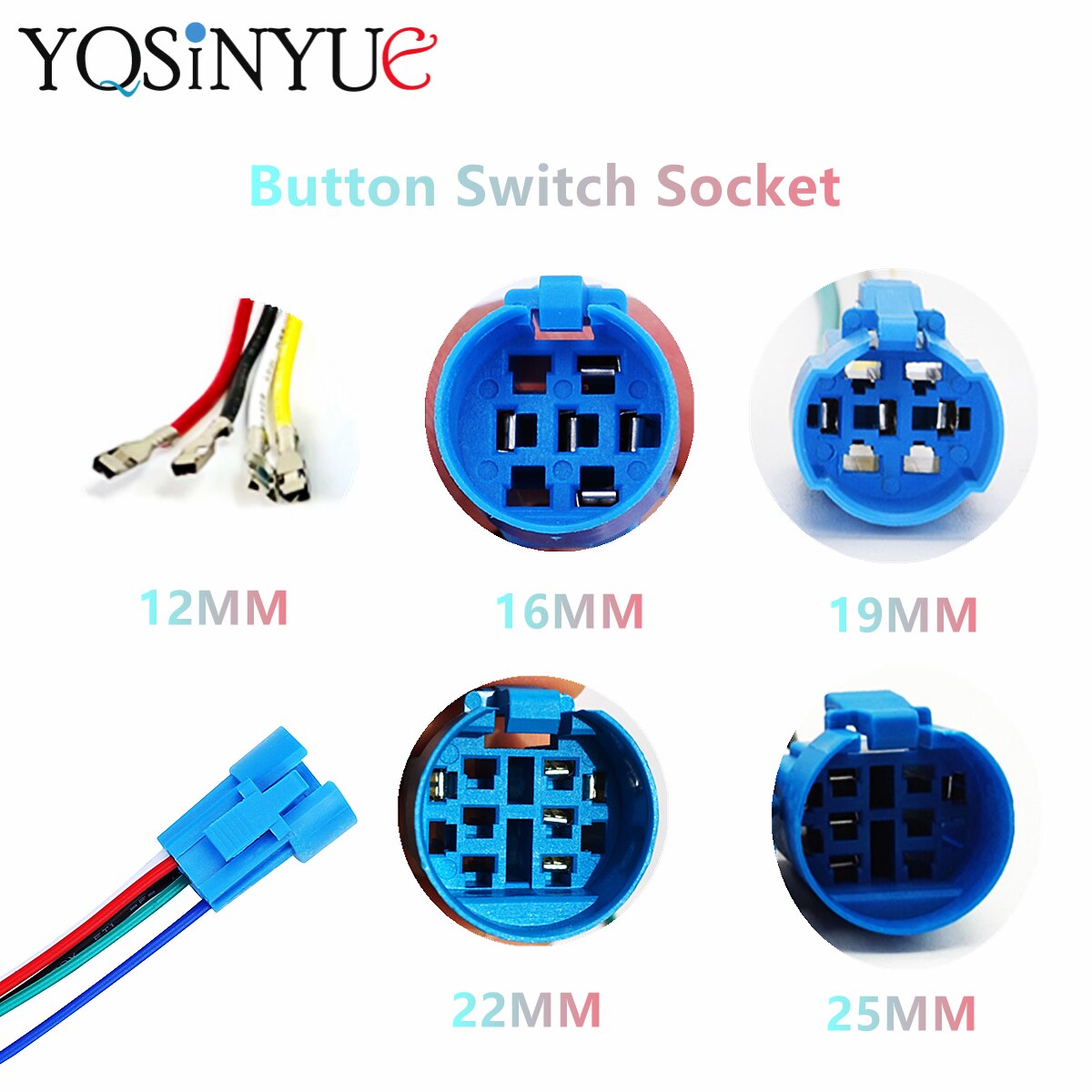 1PC 12mm 16mm 19mm 22mm 25mm Cable Socket For Metal LED Push Button Switch 2-6 Wires Stable Lamp Light Button Connector
