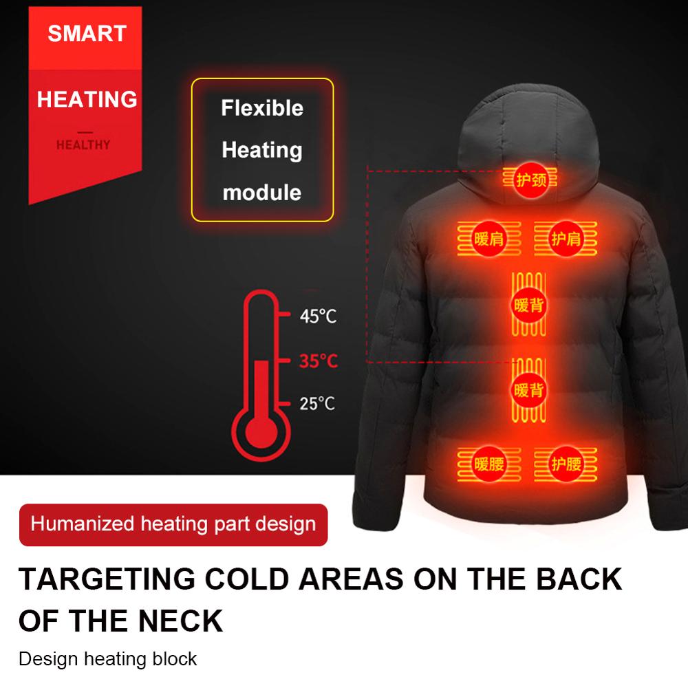 Heating Jacket Vest 9 Zone Heater Dual Control USB Jacket Heated Thick Camping Tourism Thermal Jacket