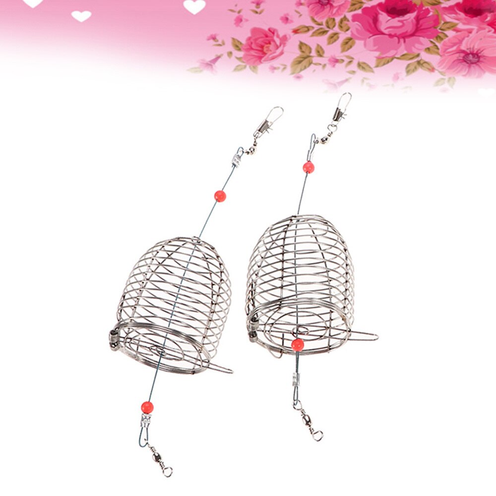 5 PCS Stainless Steel Fishing Bait Cage Lure Cage Bait Fishing Trap Basket Feeder Holder Fishing Tackle - Size L