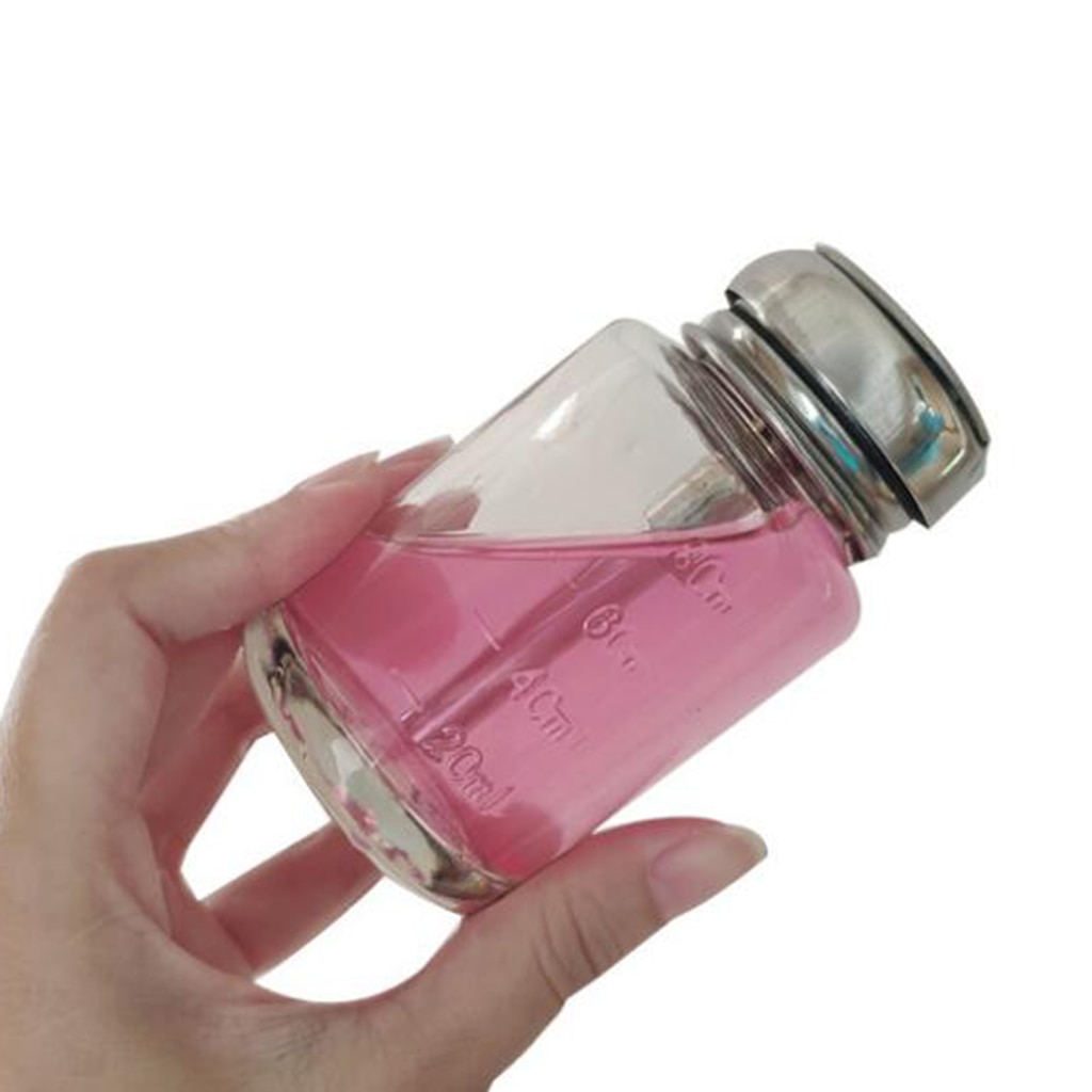 1 Stuk 80Ml Glazen Push Down Lege Druk Fles Alcohol Aceton Pomp Dispenser Flesjes Voor Nagellak En Make-Up remover