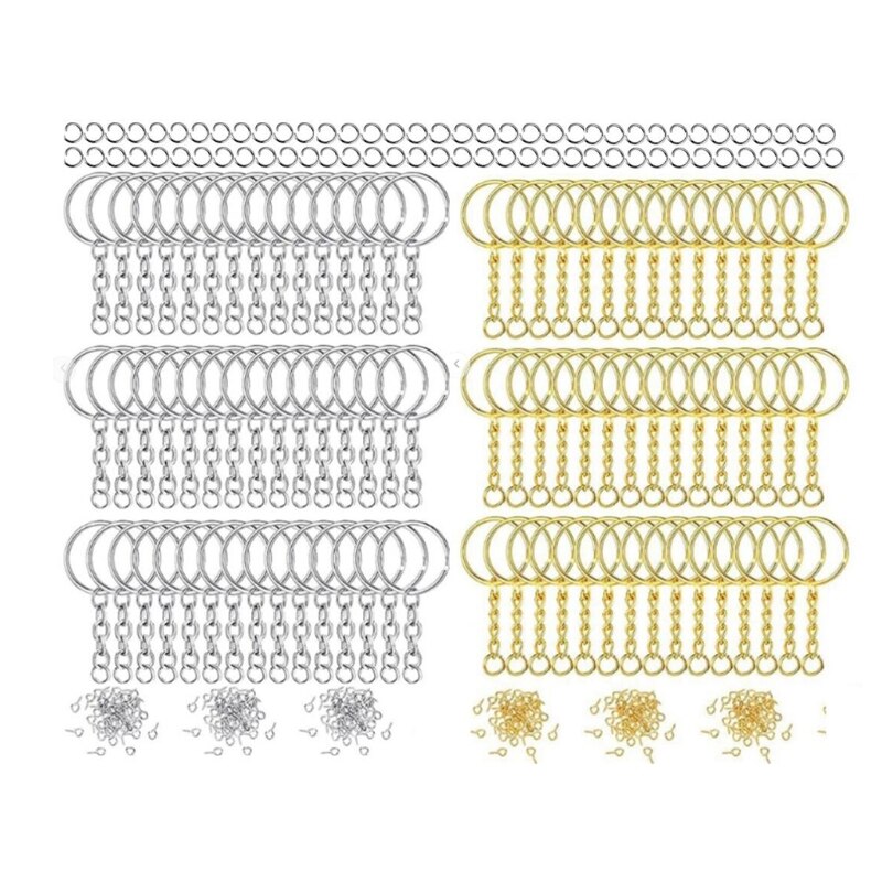 100 Pieces Flat Key Rings Kit Alloy Anti-rust Keyrings with Chain Open Jump Rings DIY Crafts Jewelry Making D20 21: 300PCS