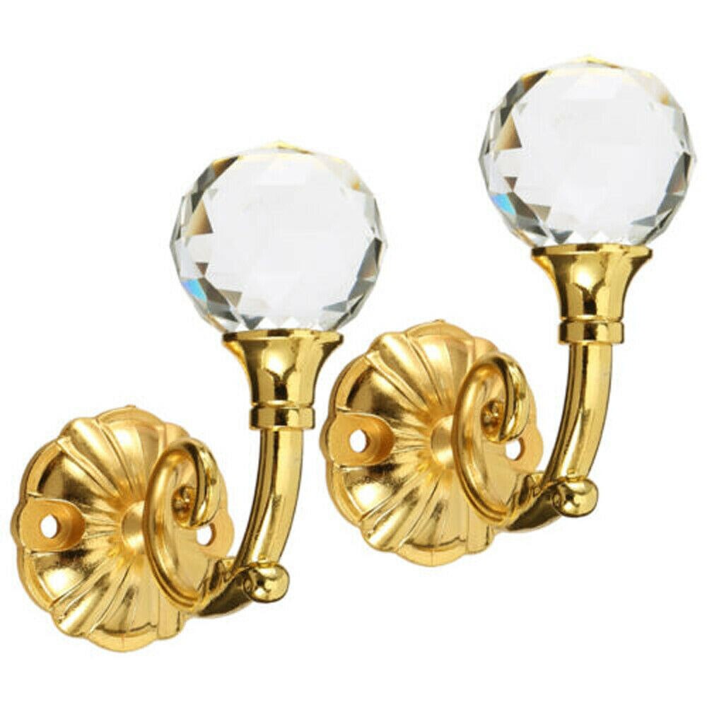 2 Stuks Grote Metalen Kristalglas Gordijn Holdback Muur Tie Terug Haken Hanger Houder Gordijn Staven Accessoires: Gold