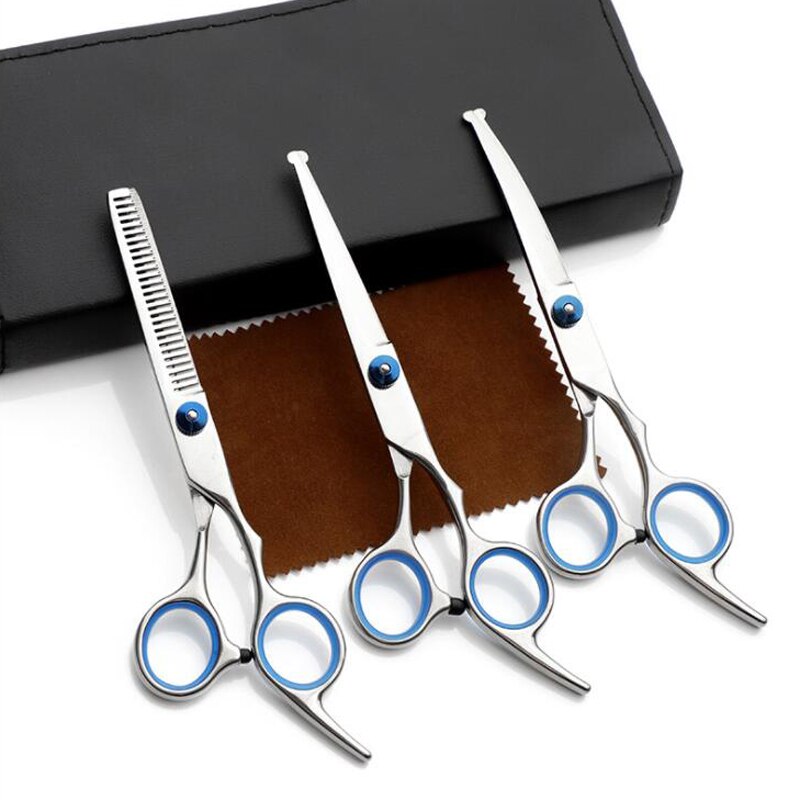 Safe Scissors Fish Mouth Blue Pet Scissor For Dogs Cats Grooming Hairdressing Tools 6 Inch Straight Cut Tooth Scissor