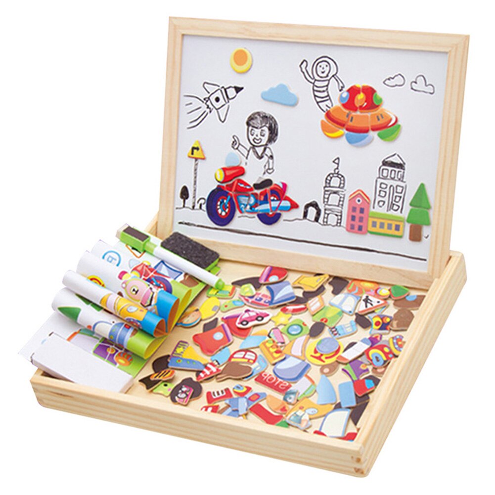 Kids Master Educatief Magnetische Doos Met Whiteboard En Krijtbord Jigsaw Board Houten Puzzel Speelgoed AN88: C