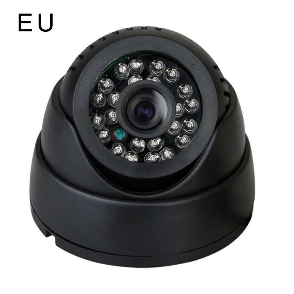 1200 tvl cctv tester hd indendørs overvågning dome kamera hd cmos 24ir 3.6mm infrarød cctv sikkerhedskamera 10m night vision tv: Sort eu-stik