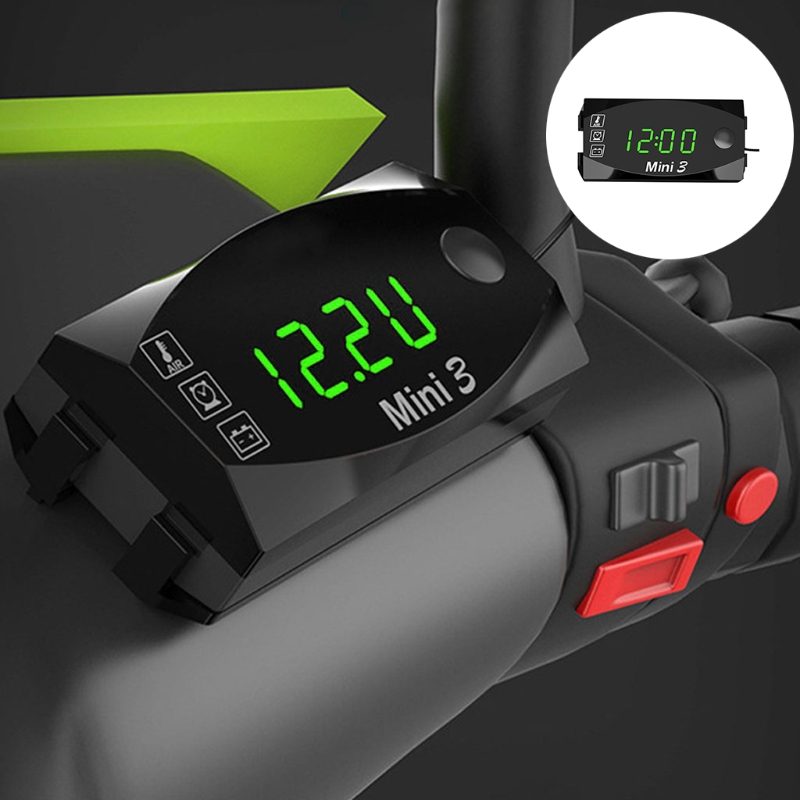 3 In 1 Digital Time Voltage Temperature Clock LED Backlight Digital Display 1pcs: Green