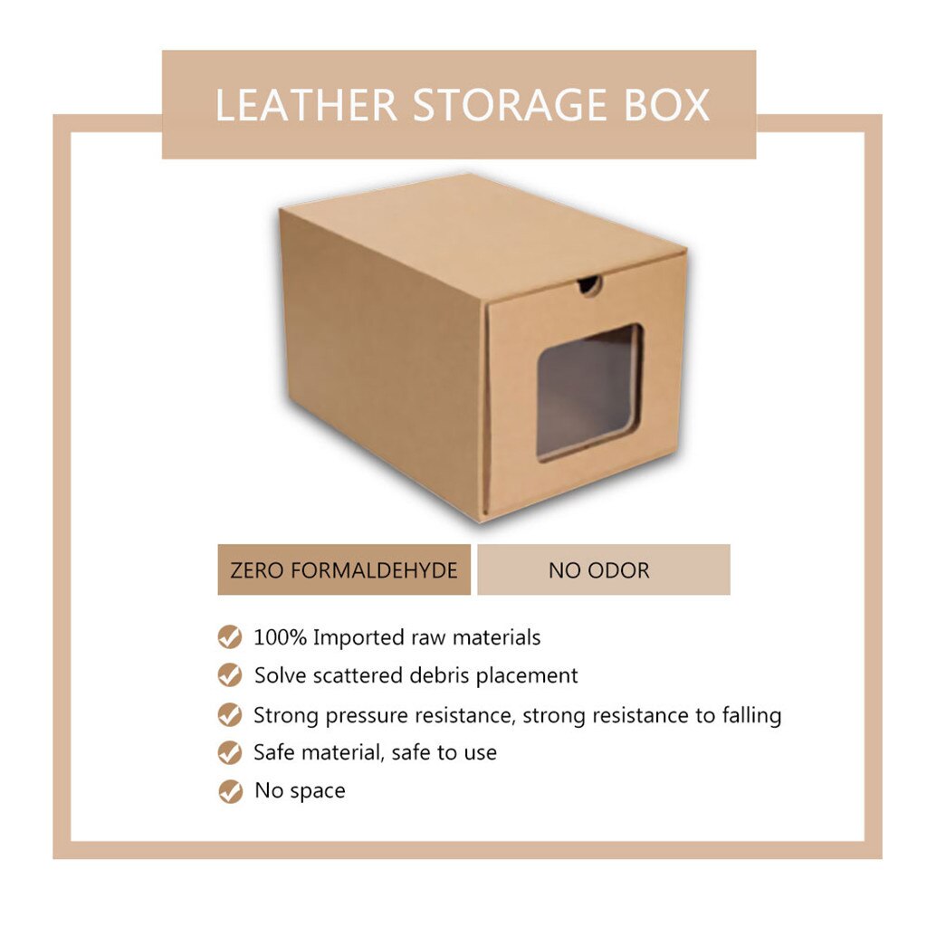 Thickened Kraft Cardboard Box Transparent Drawer Shoe box Receptacle Box Space Saving Storage Organizer Container Box Storage#25: B