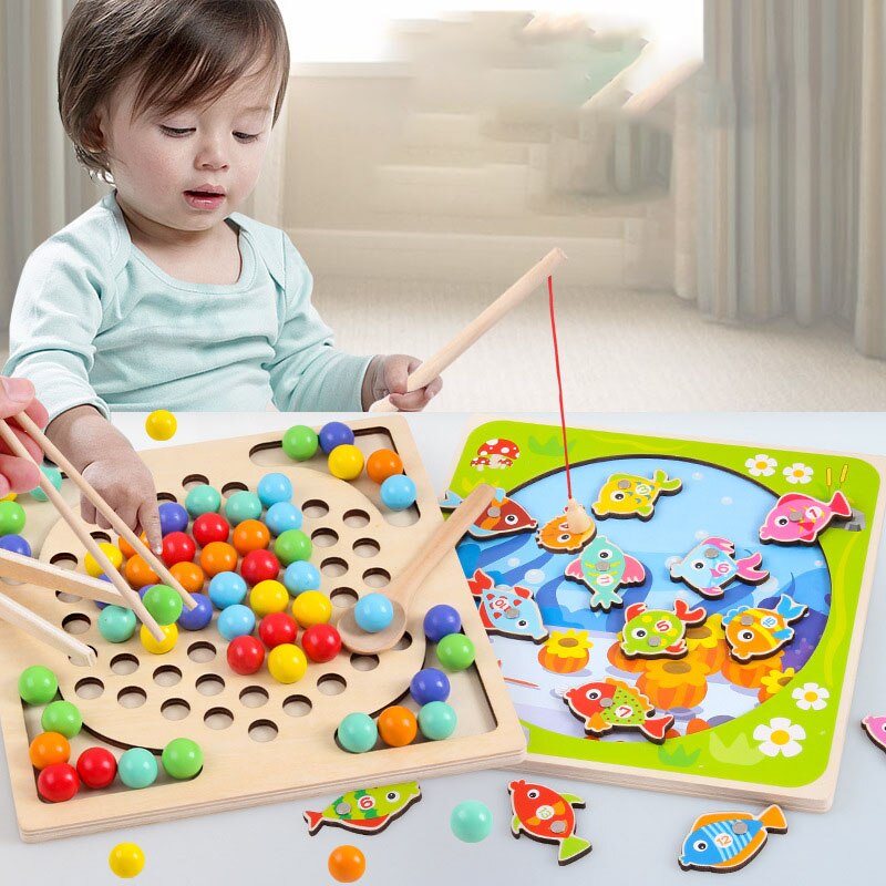 Children magnetic fishing set concentration training pin pin pin ball ball ball 3-6 years old early education toys