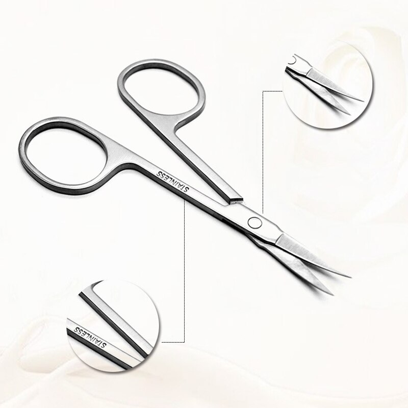 Tijeras pequeñas de acero inoxidable para cortar el pelo de la nariz y las cejas, pinzas para recortar la cara y la manicura, eliminador de piel muerta, herramientas de tijera