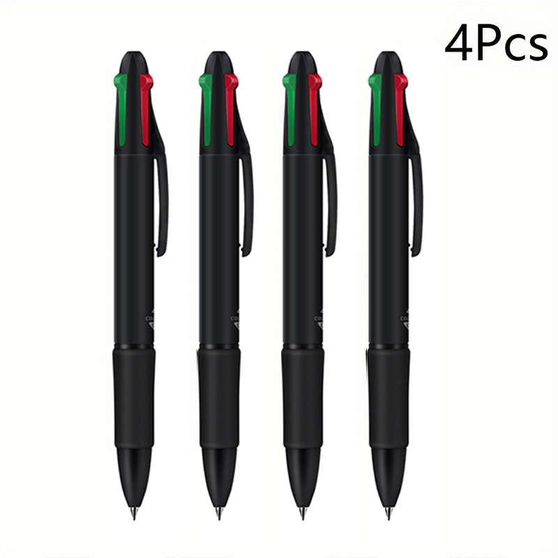 Mehrfarbiger Kugelschreiber, 0,7 mm, einziehbarer farbiger Stift, 4-in-1-Tintenstift zum Zeichnen, Schreiben, Büro, Studentenbedarf: schwarze farbe