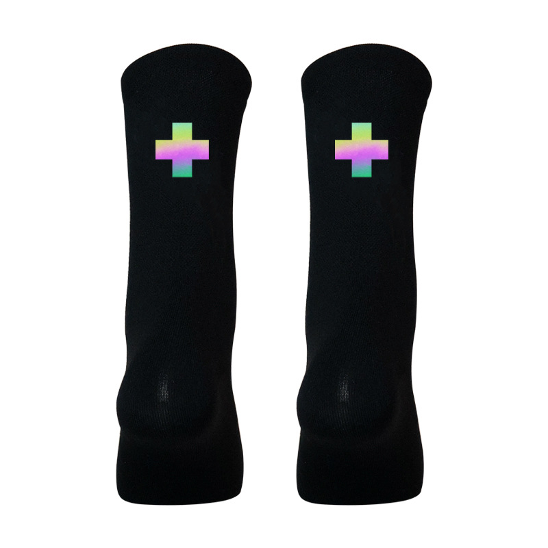 1 para kolorowe odblaskowe skarpety rowerowe sporty rowerowe oddychające szybkie suche Knitting Mid-tube wiosna letnie skarpetki damskie i męskie: BLACK11