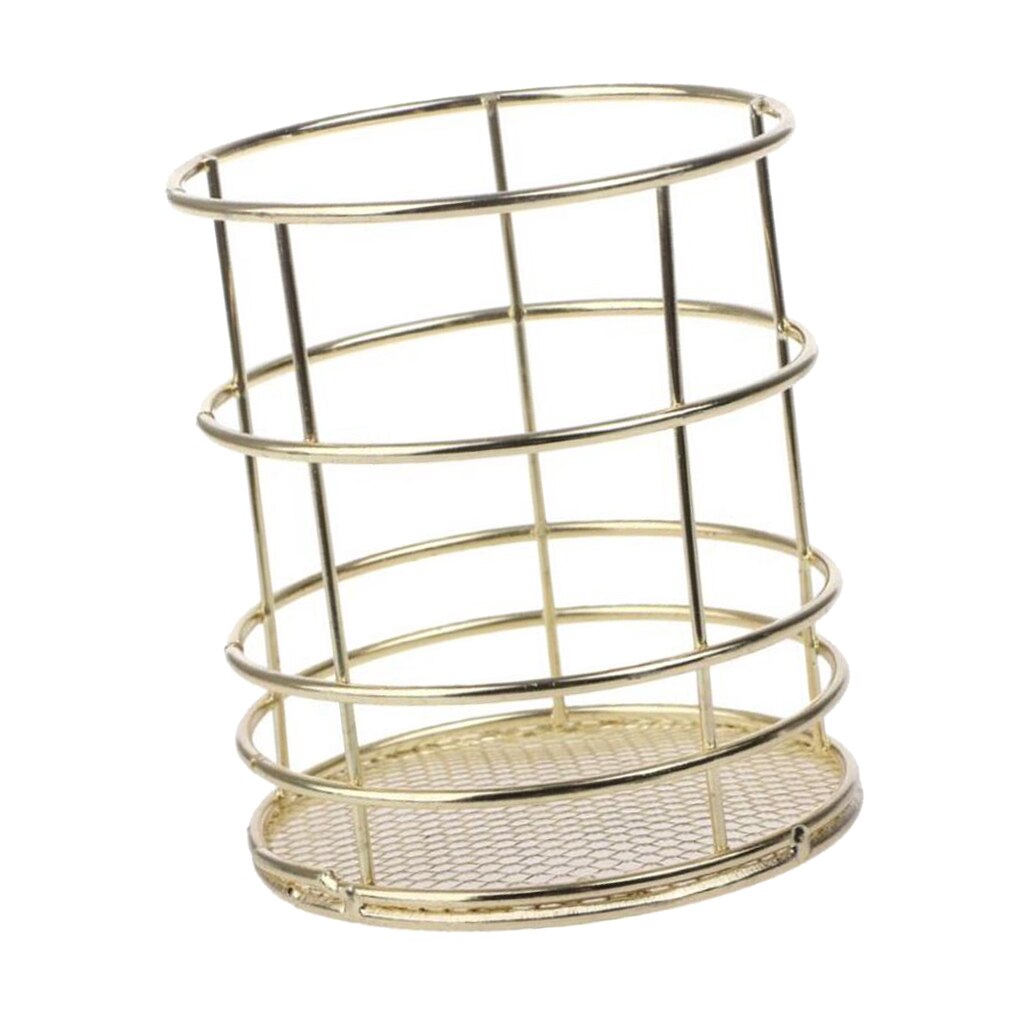 Gold Wire Mesh Pen Pot Pencil Holder / Metal Makeup Brush Holder / Multifunctional