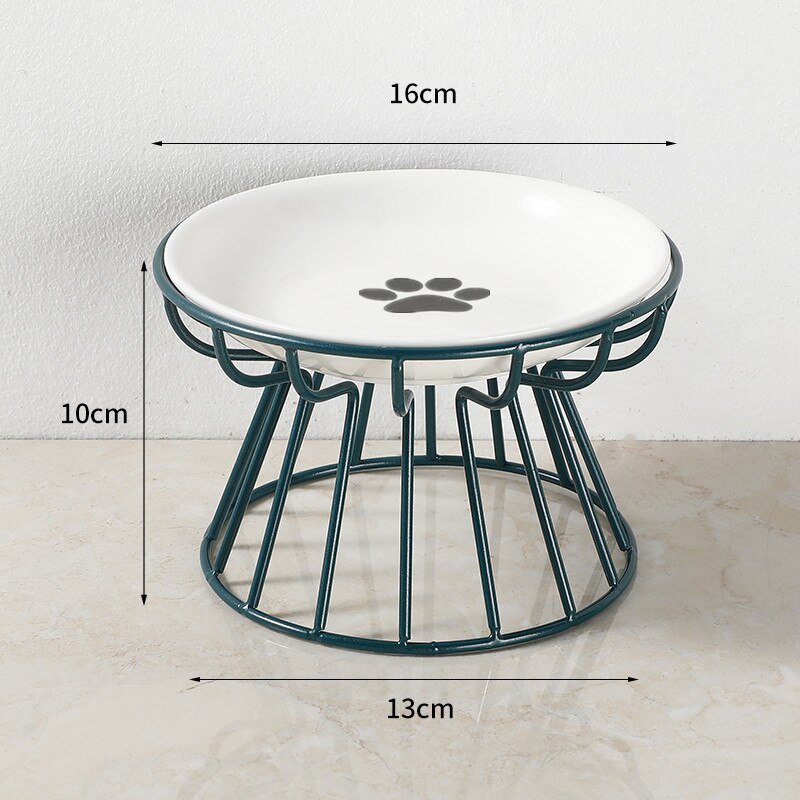 Mode High-End Huisdier Kom Verschillende Cartoon Paw Patronen Rvs Plank Keramische Kom Voeden Voor Hond En kat Pet Feeder: GREEN PAW