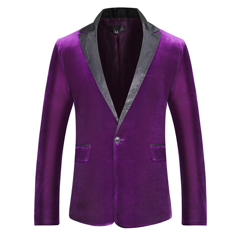 Paars Fluwelen Pak Blazer Mannen Brand Slim Fit Single Button Mens Blazer Jacket Zaken Formele Jurk Blazers Voor mannen: purple / Xl
