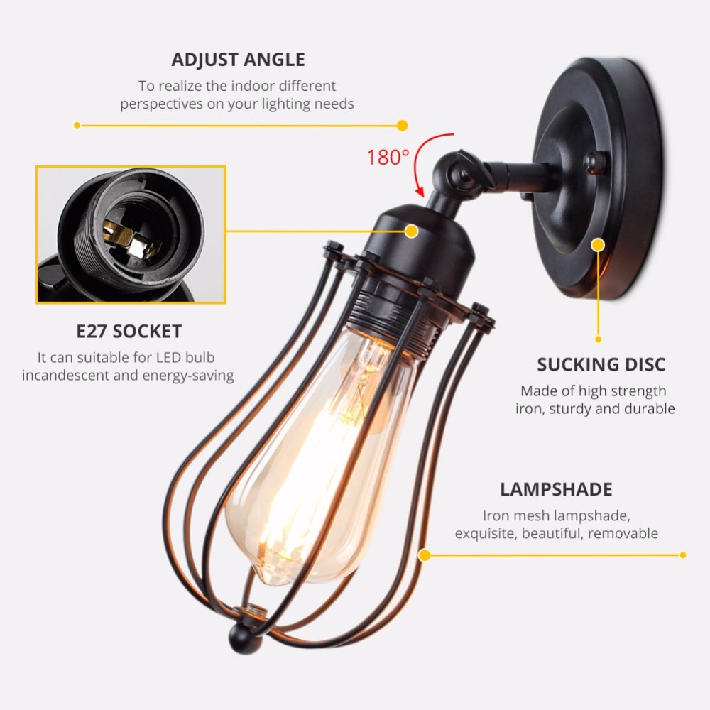 Wandlampen Industriële wandlamp Vintage Wandlamp Verstelbare wandlamp armatuur Loft Amerikaanse land blaker indoor lampen