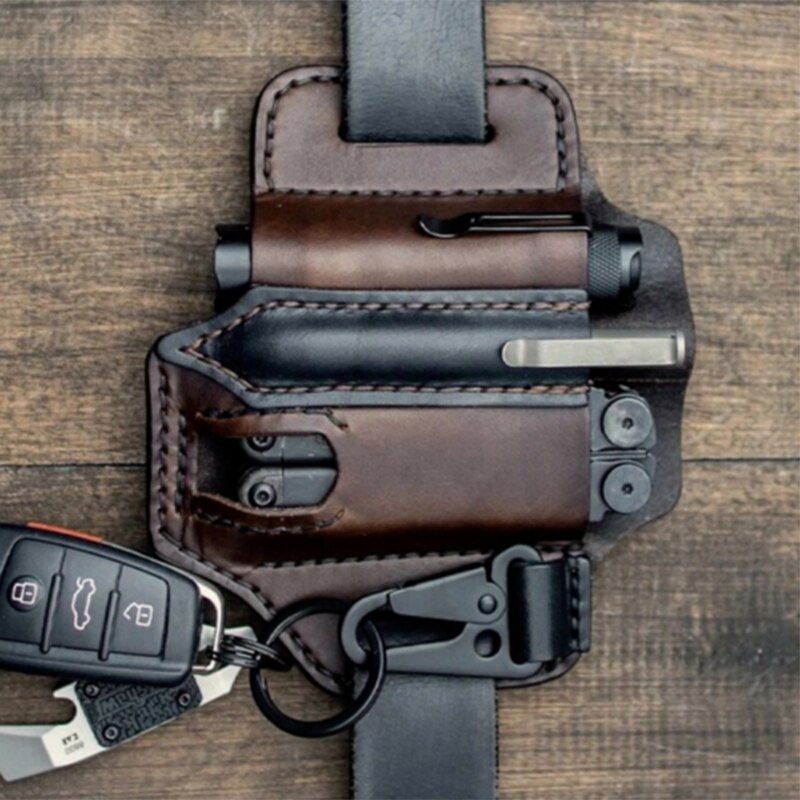 Multitool Leather Sheath Pocket Organizer Storage Belt Waist Bag for Camping SWD889