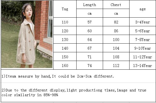 Kaki Meisjes Trenchcoat Lente Herfst Kinderen Jassen Meisjes Mode Kleding Hoogwaardige Bovenkleding Meisjes Jas 3 Te 14 Jaar