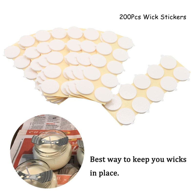 MILIVIXAY 200Pcs Candle Wicks Stickers Diameter 2cm Thickness 2mm Double-sided Adhesive Stickers for Homemade Candle Supplies