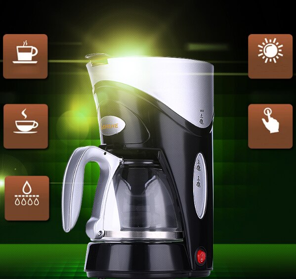Household Semi-automatic Coffee Machine Multi-function Drip American Machine Can Brew Tea Mini Coffee Maker TW1711