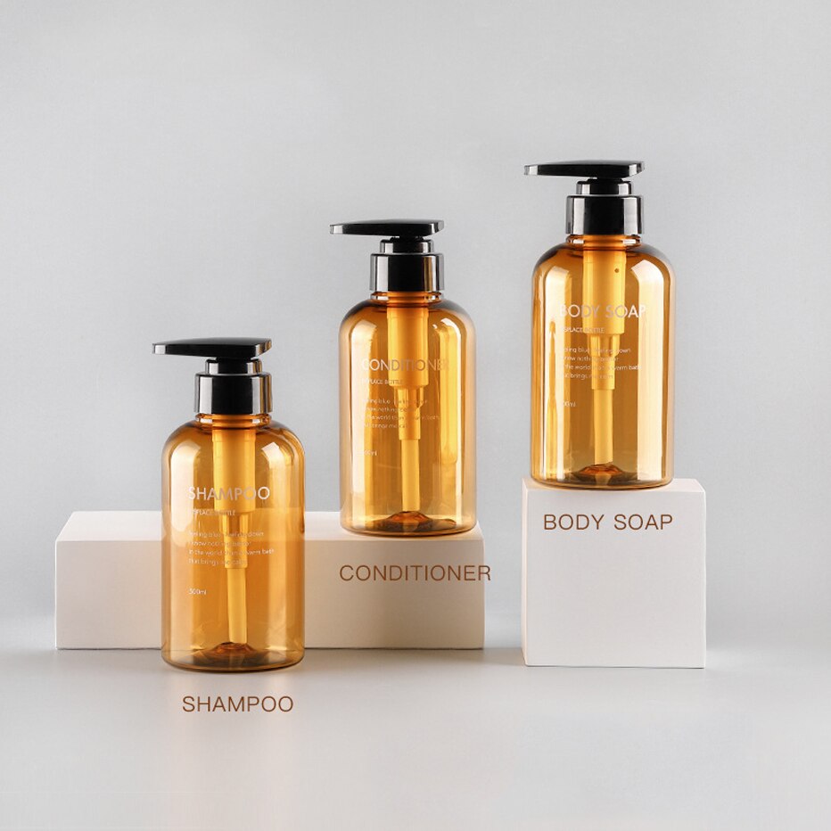 Press typ lotion brun tom flaska 300ml/500ml badrum schampo stor kapacitet emulsionsbehållare flytande tvål dispenser