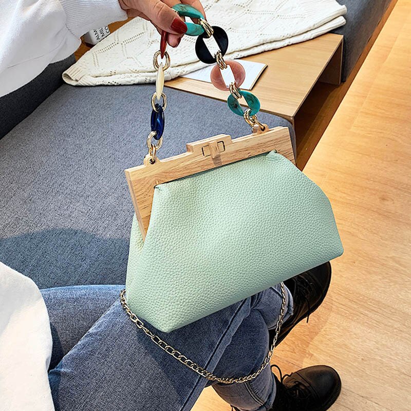 Handbags Branded Women Evening Clutches Vintage Small Hand Bag Trendy Shoulder Bag Female Purse Leather Crossbody Bags: Green Shoulder Bag