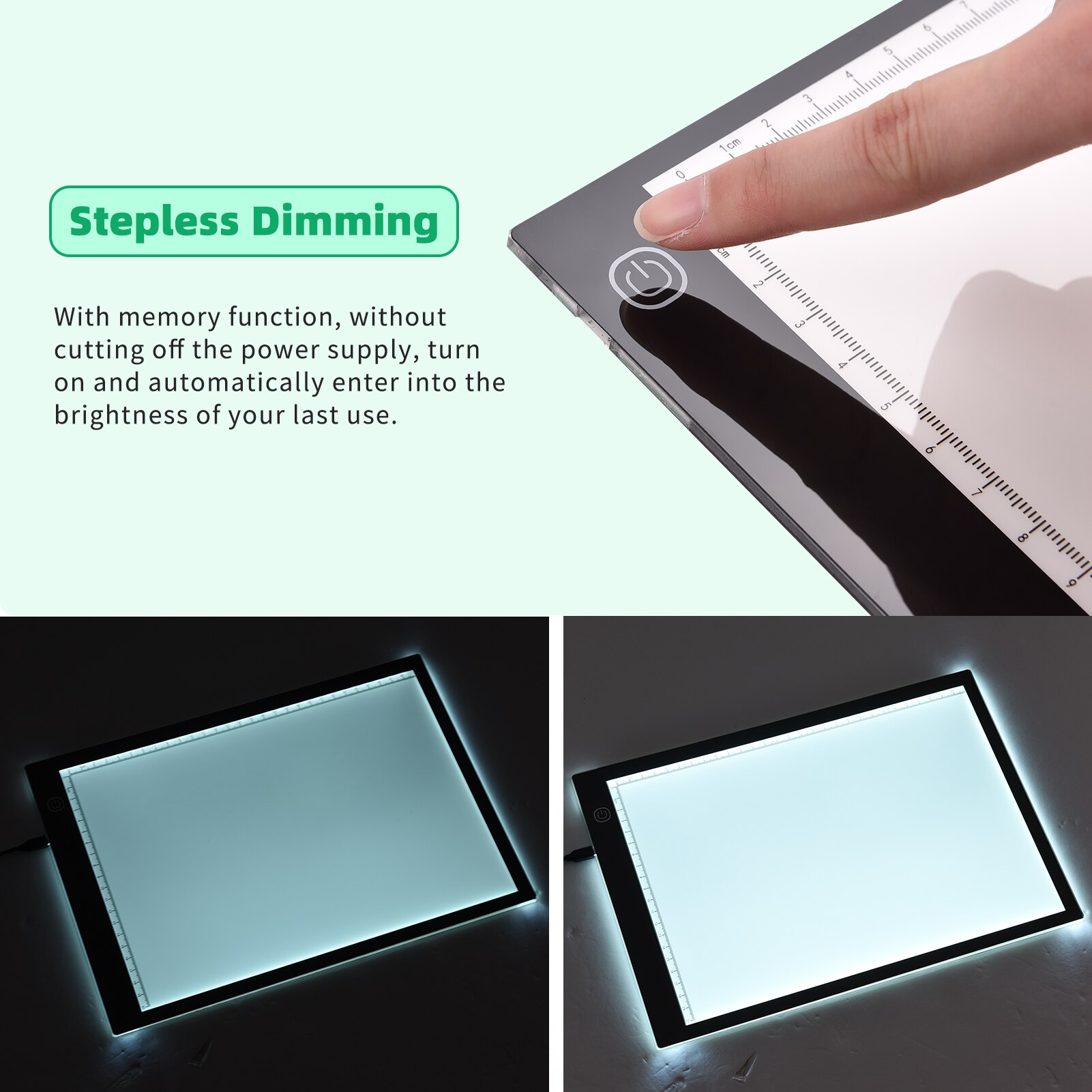 A4/A5 LED Light Pad Tracer 3mm Ultra-Thin Drawing Board Copyboard Stepless Dimming USB Powered with Scales Painting Supplies