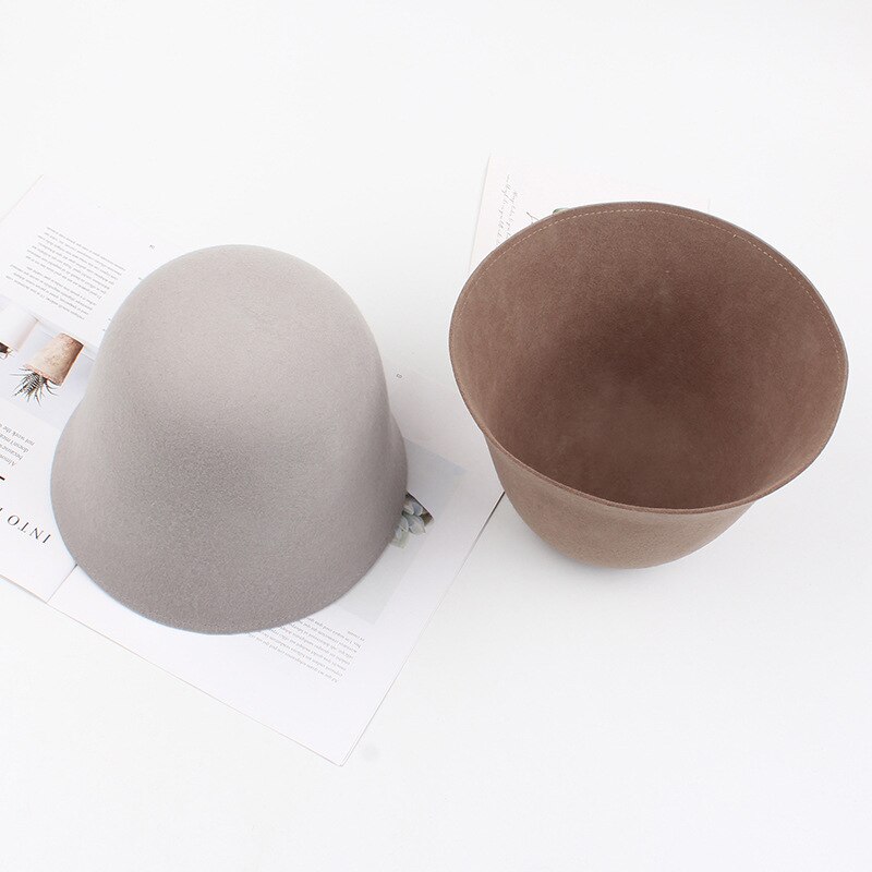 Autumn Wool Bucket Hats Women Bucket Caps Solid Simplicity Hat Caps For Lady