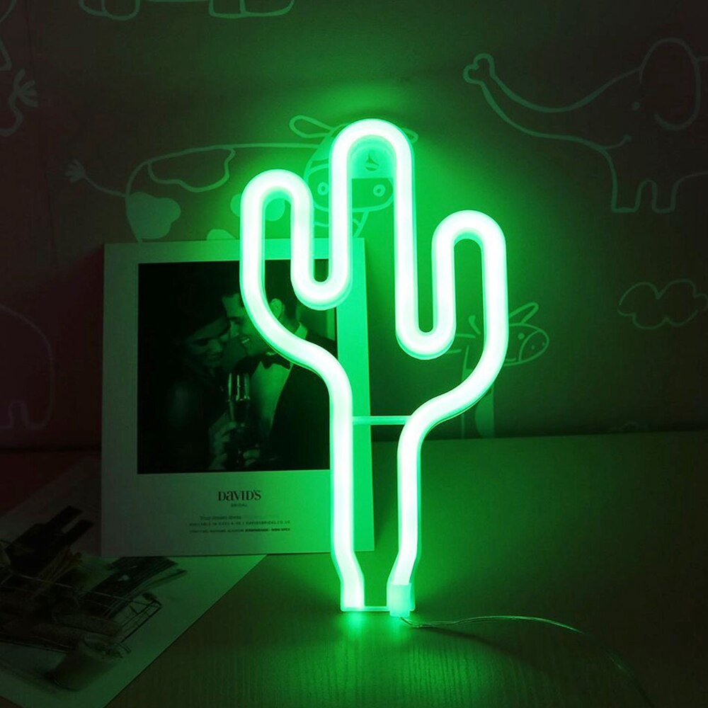 Luces de neón Cactus para , colgante de pared LED, letrero de neón para decoración artística de escaparate de Navidad, lámpara de neón alimentada por USB con batería