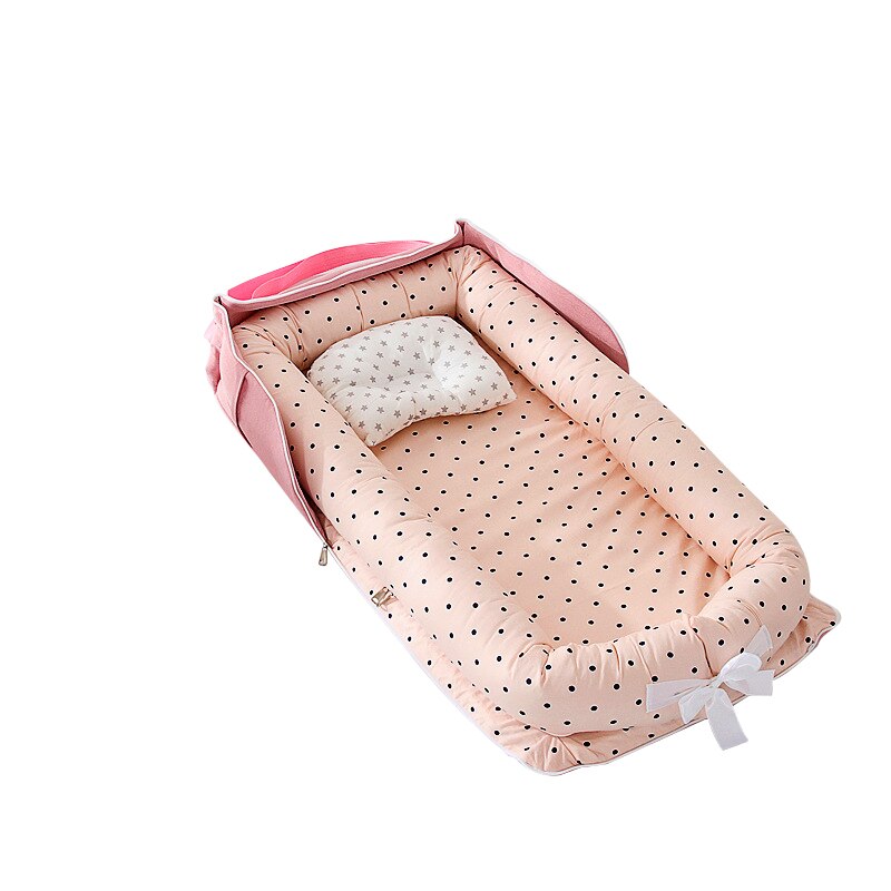 Bolsa tipo cama portátil, parachoques de cama media, protección de aislamiento segura, funda de almohada estereotipada extraíble, estilo de algodón: 1