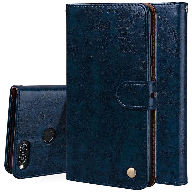 For Huawei Honor 7X Leather Flip Case For Huawei Honor 7X x7 Flip Wallet Cover Silicone Fundas Card Slot Honor 7X Phone Cases: Blue