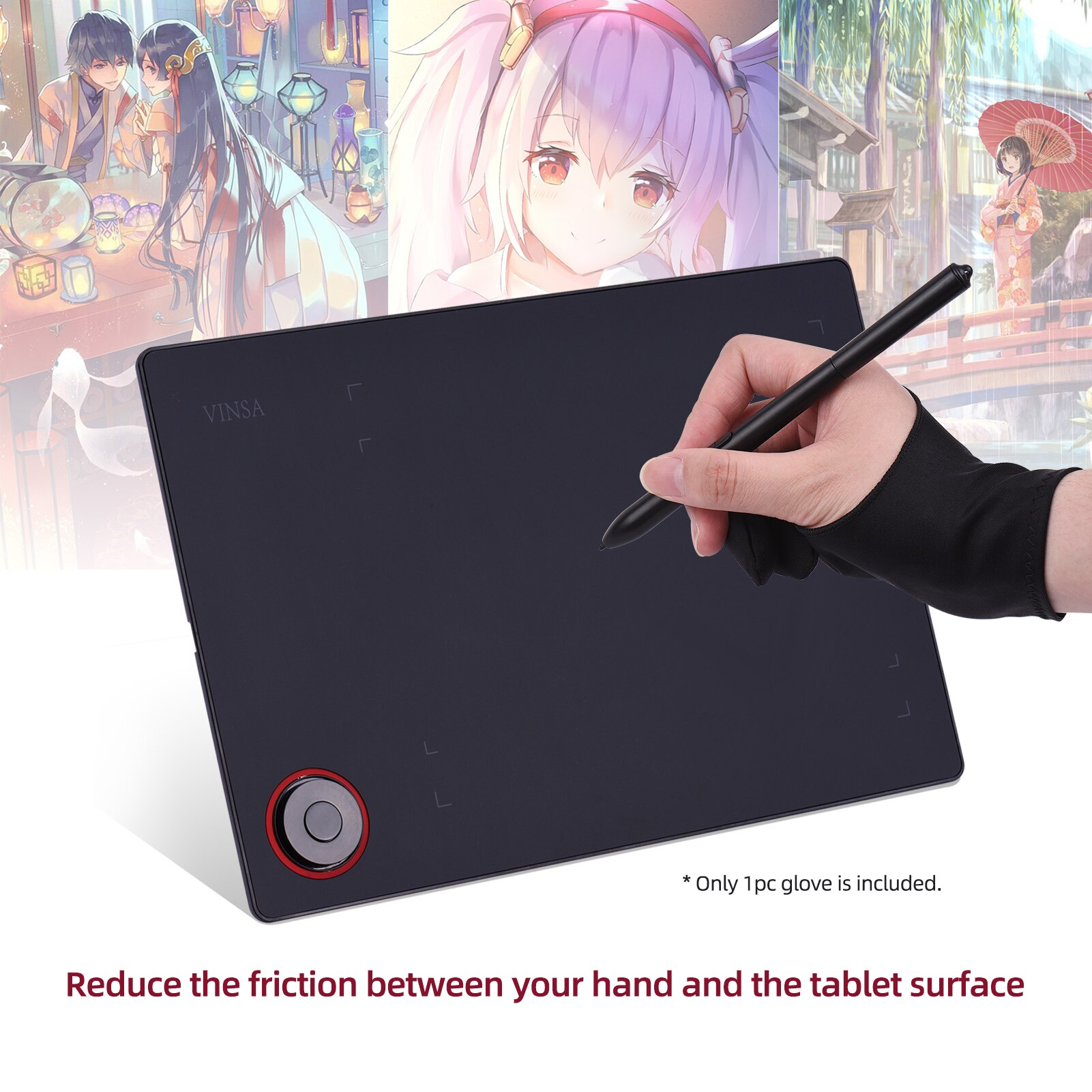 Two-Finger Free Size Drawing Glove Artist Tablet Painting Glove for Right &amp; Left Hand for Graphics Drawing Tablets Monitor