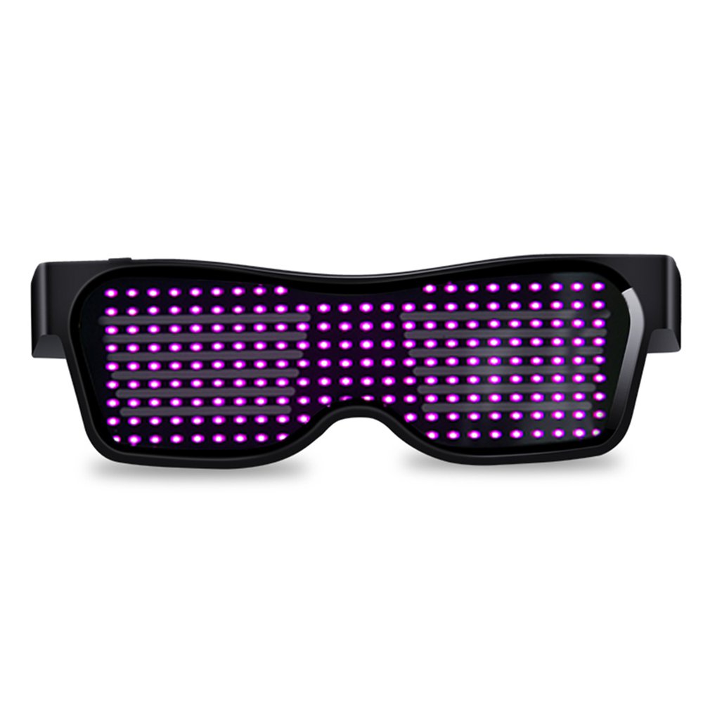 Magic Bluetooth Led Glasses DIY APP control BT Wireless Connection Illuminating Glasses Multilingual Quick Flash led USB Charge: pink light