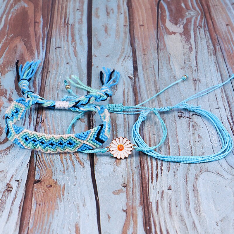 Einstellbare Boho Armbänder einstellen Handgemachte Geflochtene Schnur Hawaii Gänseblümchen Armbinde Schmuck Für Frauen jugendlich Mädchen