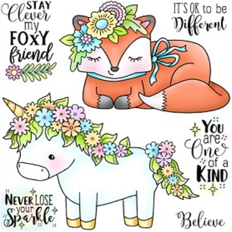 Transparent Silicone Clear Rubber Stamp Sheet Cling Scrapbooking DIY Cute Pattern Photo Album Paper Card Decor unicorn