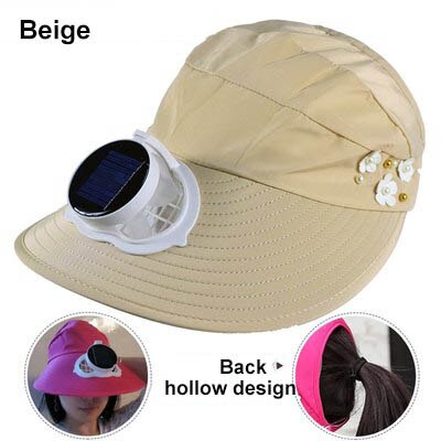 Ventilateur solaire chapeau usb charge grand vent demi casquette été travail en plein air pêche Ventilation refroidissement ventilateur casquette protection solaire: beige   01