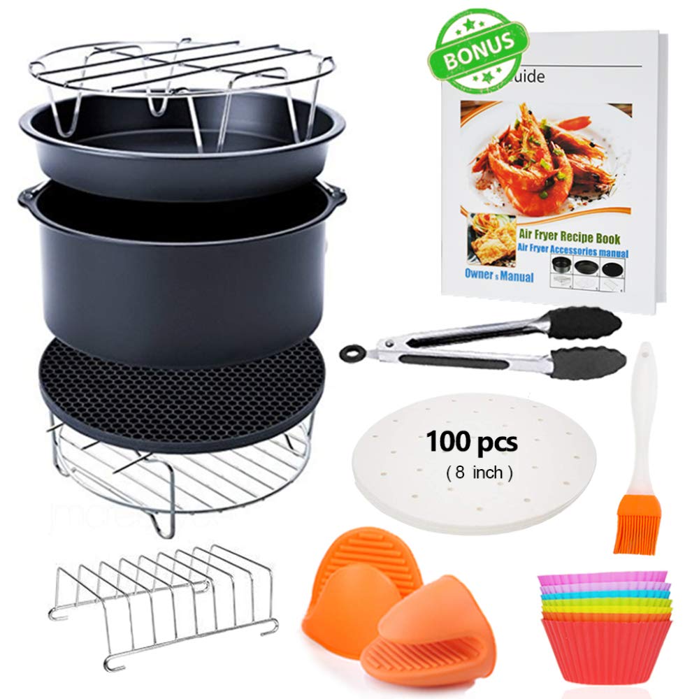 Fda 8 tuuman xl -ilmakeittimen lisävarusteet 12 kpl sopivat gowise usa cosori airfryer  xl 5.3 qt– 5.8qt deluxe -rasvakeittimen tarvikkeet
